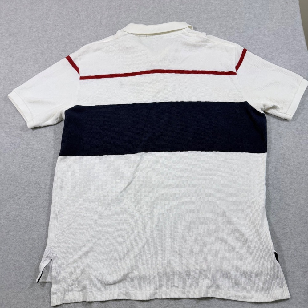 Polo Ralph Lauren Polo Shirt Men XXL White Striped Good Short Sleeve Cotton - Picture 9 of 10